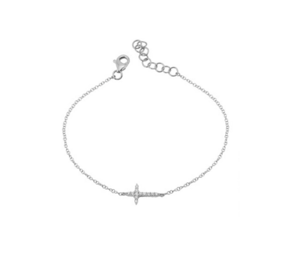 25-81191 Pulsera cruz oro blanco