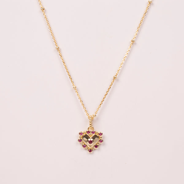 73801 Collar dije corazon bezels rosas