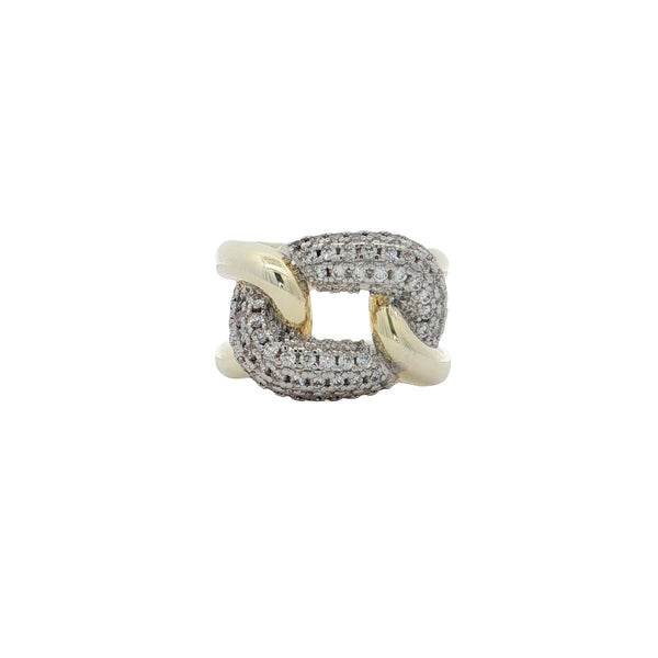 04923 Anillo eslabon dorado y plateado talla 4