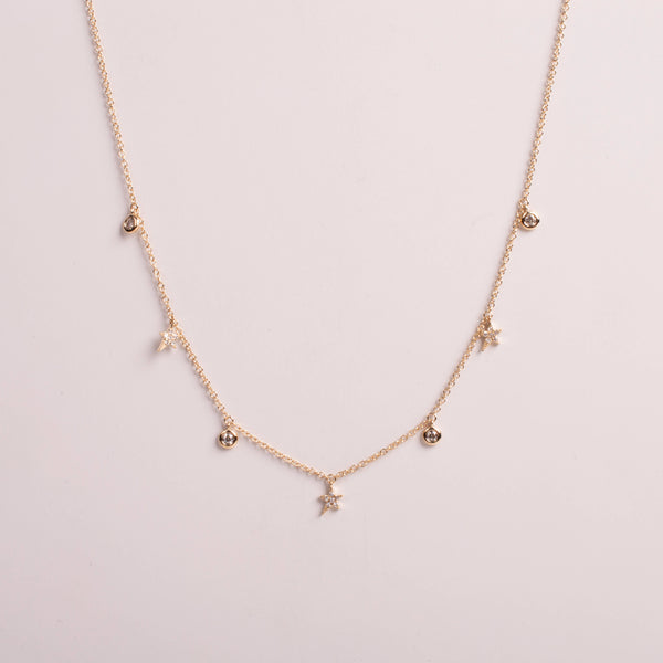 24-8121 Collar estrellas y bezels oro amarillo