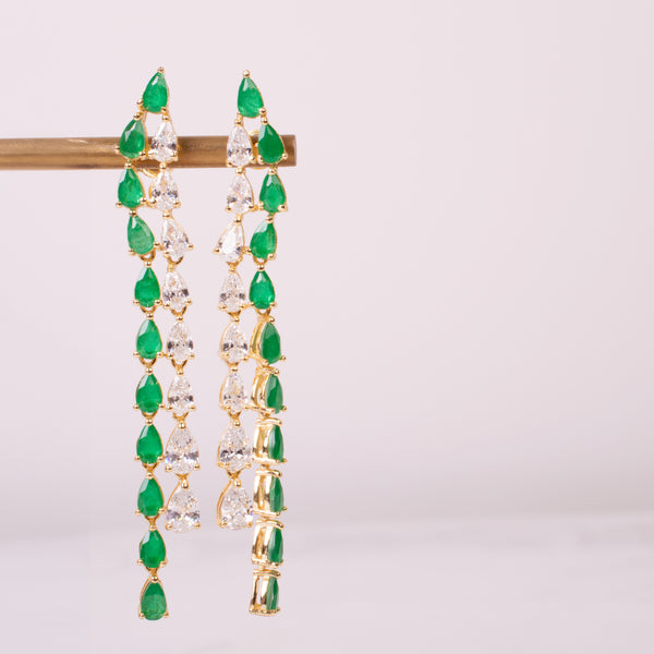 731013 Aretes largos gotas verdes