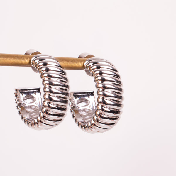 25-73141 Arracadas espiral chunky plateado