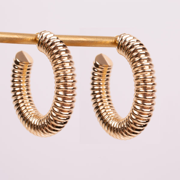 73977 Arracadas 38mm lineas chapa de oro