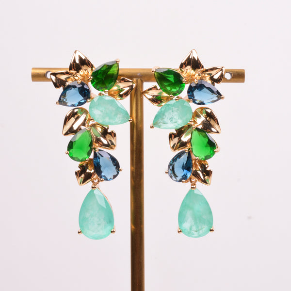 25-73352 Aretes gotas verdes azules y turquesas