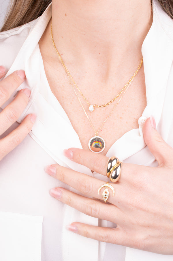 22-0271 COLLAR DIJE CIRCULO ZIRCONIAS CON ARCOIRIS