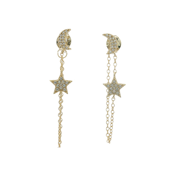 04348 ARETES CADENA LUNAS Y ESTRELLAS