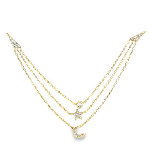 04345 COLLAR TRIPLE BEZEL LUNA Y ESTRELLA