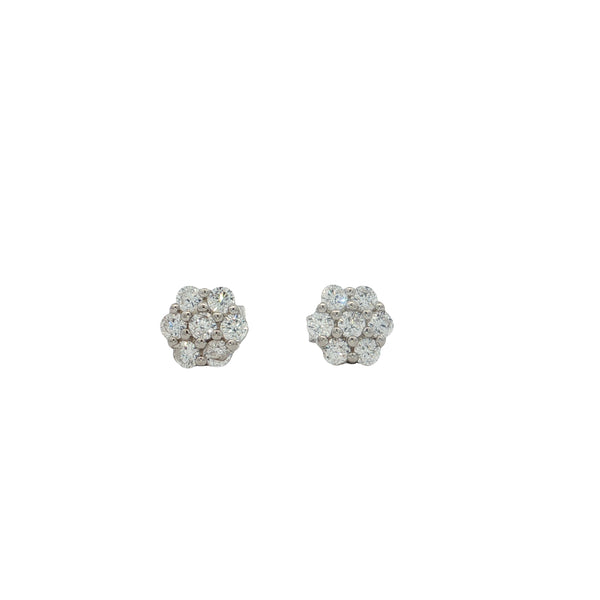 25-0296 Studs flores plateado