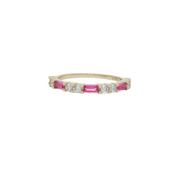04900 Anillo baguettes rosa