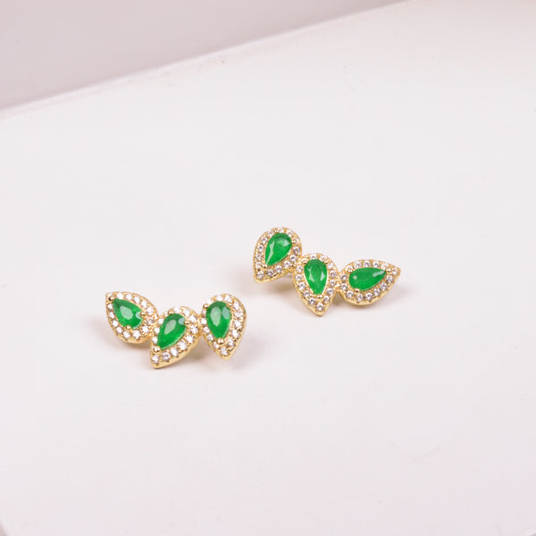 25-73356 Ear crawlers gotas verdes en dorado