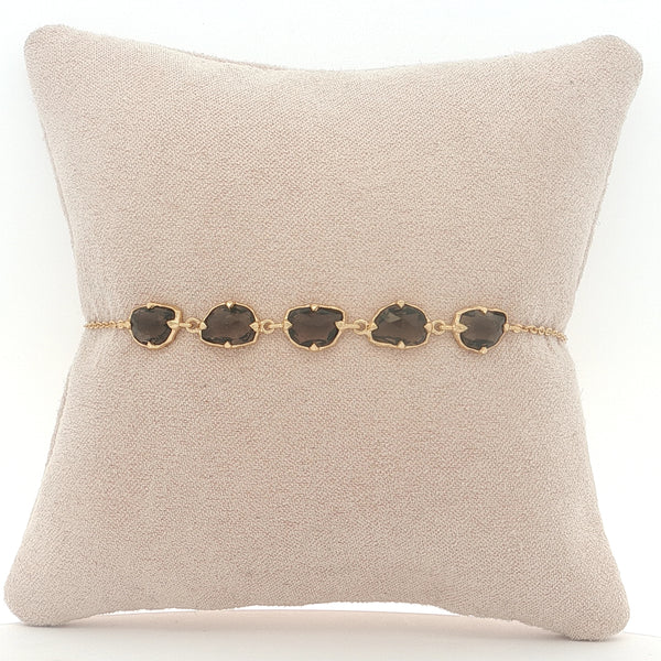 25-0720 Pulsera con cinco cuarzos ahumado