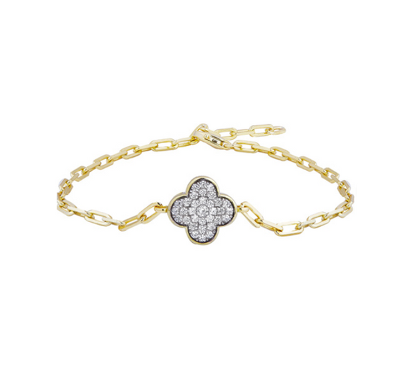 25-0359 Pulsera clover dorado y plateado