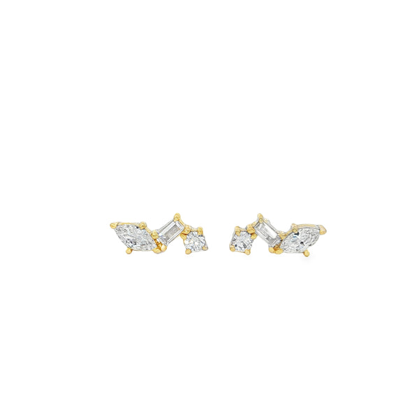 04911 Studs irregulares zirconias dorado