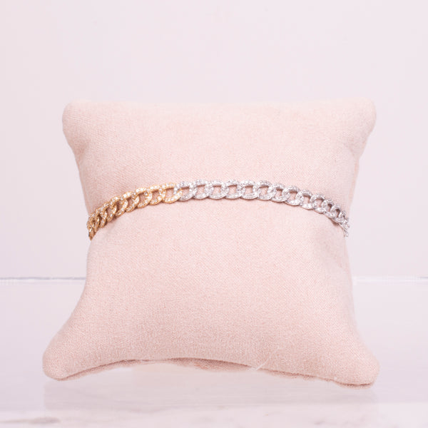 25-8106 Pulsera cadena oro blanco y oro amarillo