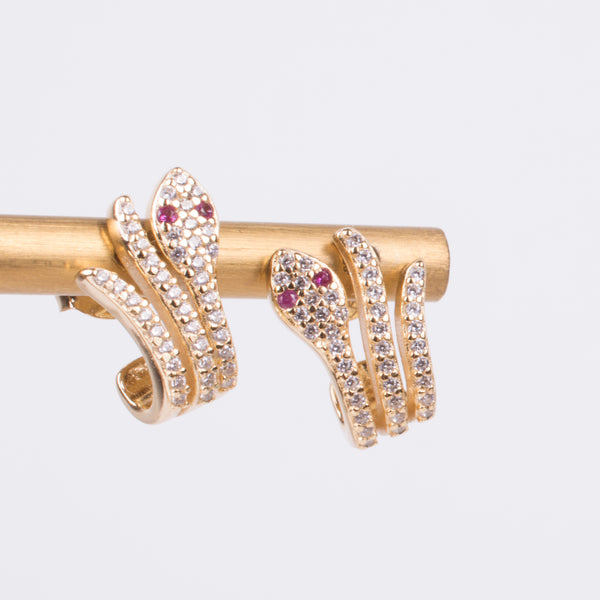 0442 Huggers serpiente zirconias rosas