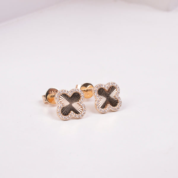 25-8182 Aretes clover oro amarillo