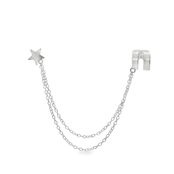25-1068 Estrella con ear cuff plateado