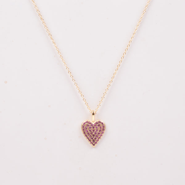 04708 Collar con dije corazon rosa