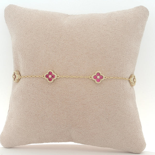 04780 Pulsera clover rosa