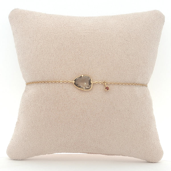 25-0721 Pulsera cuarzo ahumado con granate