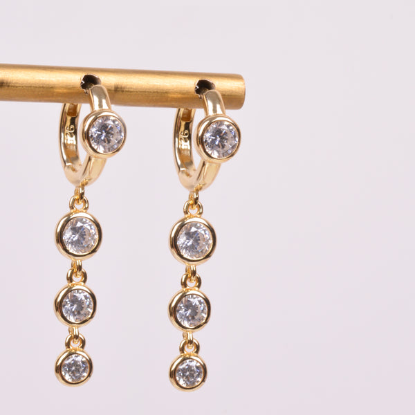 25-73185 Arracadas tres bezels dorados