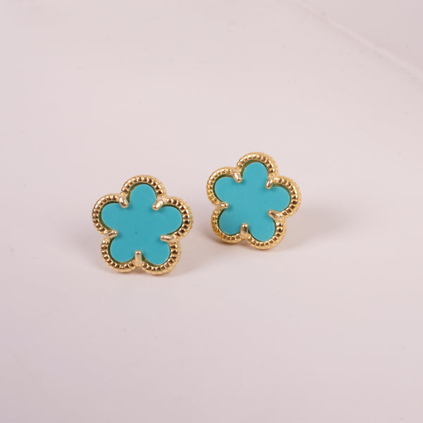 731102 Aretes flor turquesa
