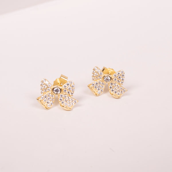 73893 Aretes moño con bezel dorado