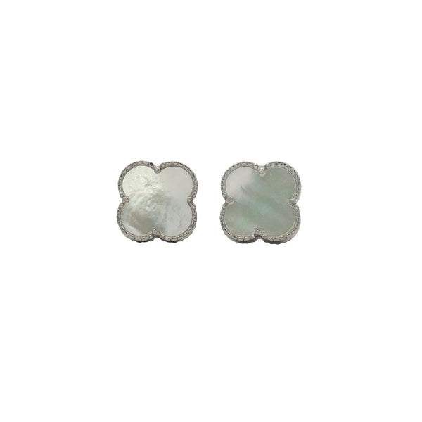 25-02104 Aretes flores madre perla plateado