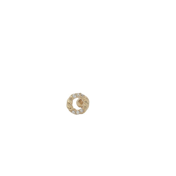 25-1744 Arete aro torcido con zirconias oro 14kt