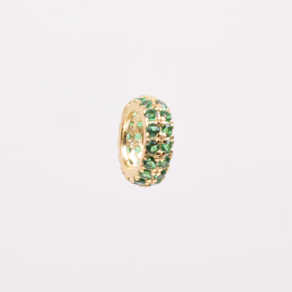 04704 Charm rondel zirconias verdes en dorado