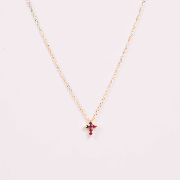 25-0618 Collar dije cruz rosa