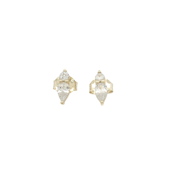 04235 STUDS ZIRCONIA GOTA Y CIRCULO DORADO