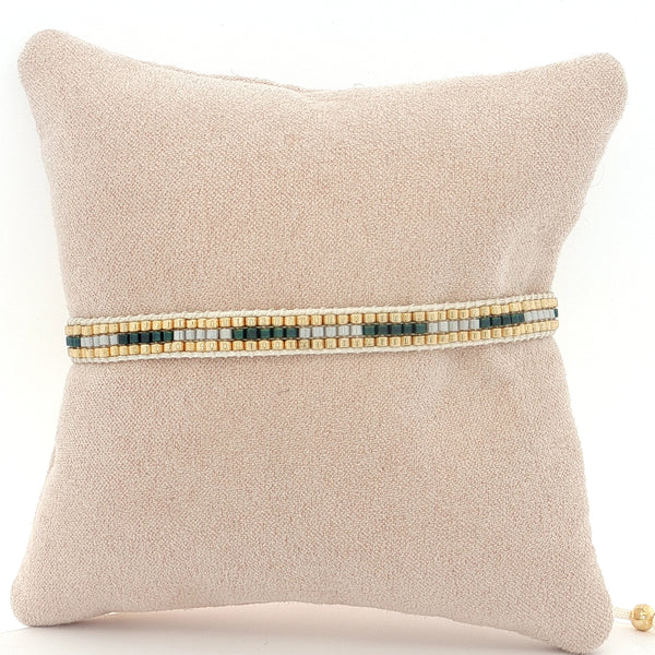 25-7955 Pulsera verde con dorado