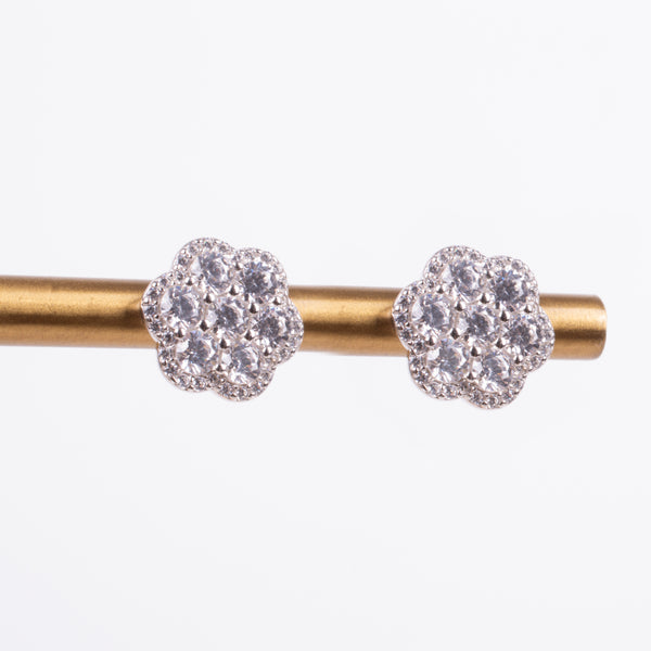 73232 ARETES FLOR ZIRCONIAS PLATEADO