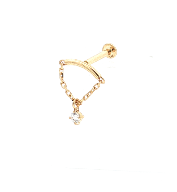 25-1608 Piercing cadena 14kt con zirconia