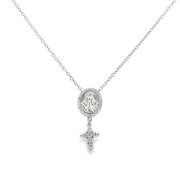 25-1048 Collar Virgen con cruz plateado