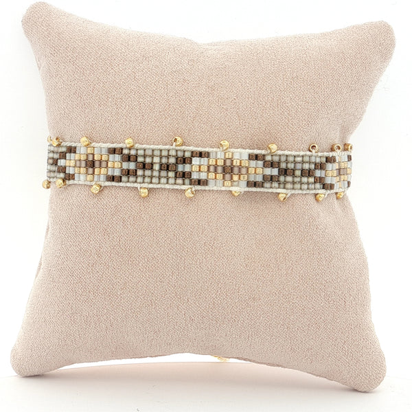 25-7963 Pulseria rombos beige con café