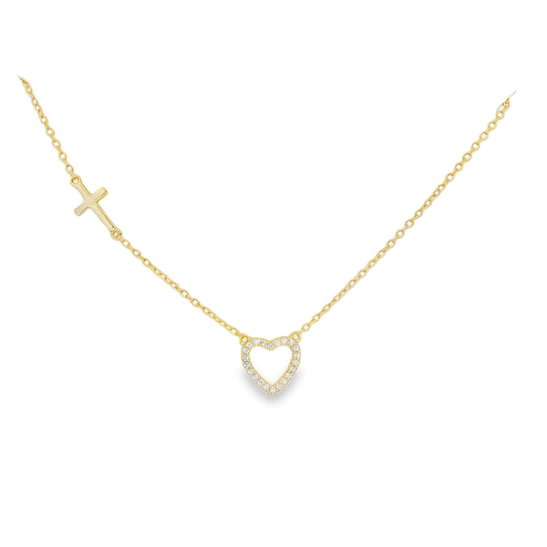 22-04259 Collar corazon y cruz dorado