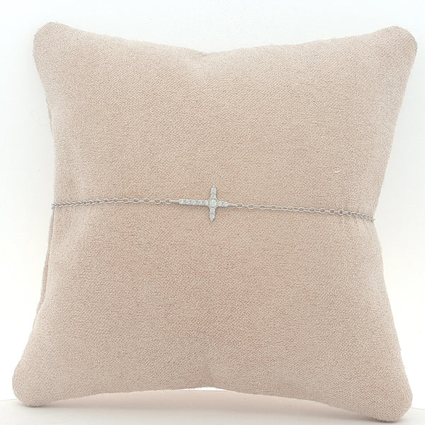 04825 Pulsera dije cruz plateada