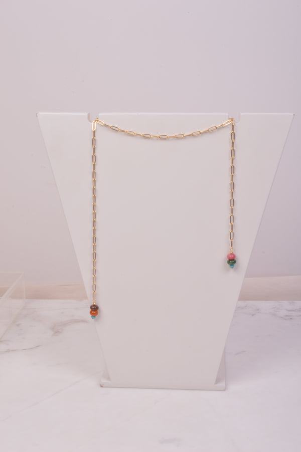 25-9381 Collar largo corbata con terminacion de colores