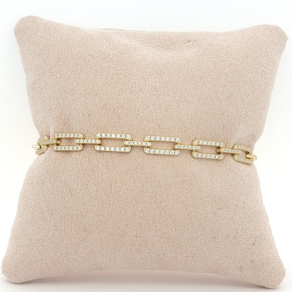 04912 Pulsera rectangulos zirconias dorado