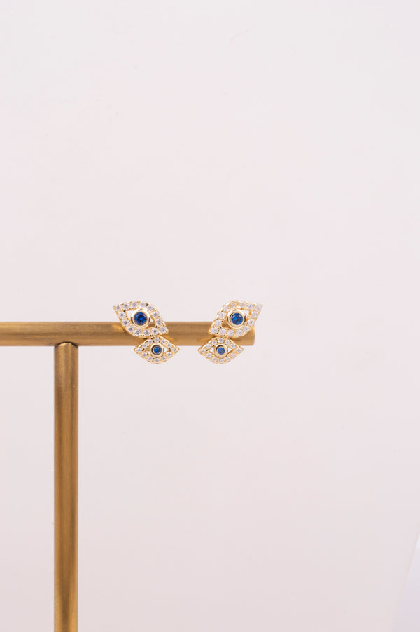 04344 STUDS DOS OJOS ZIRCONIA AZUL