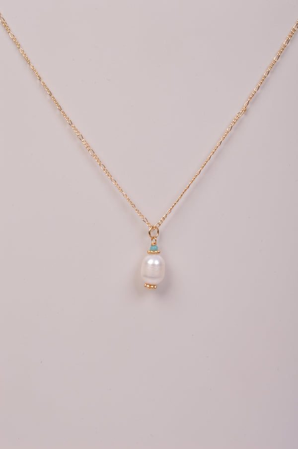 25-9395 Cadena con perla y turquesa