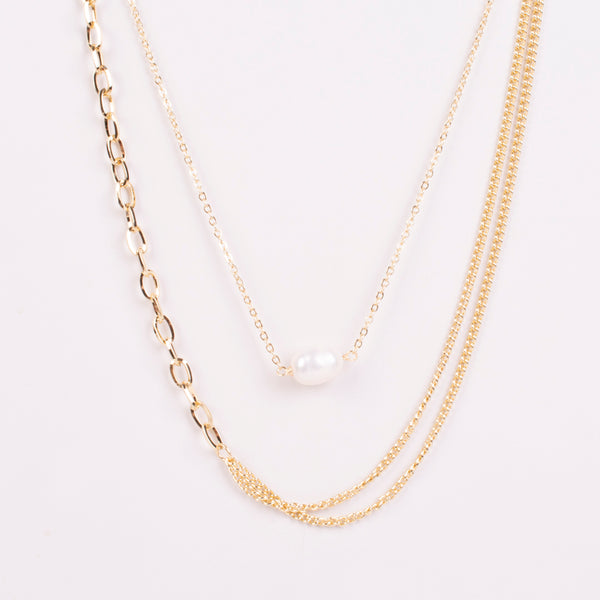 25-93110 COLLAR COMBINACION CADENAS Y PERLA