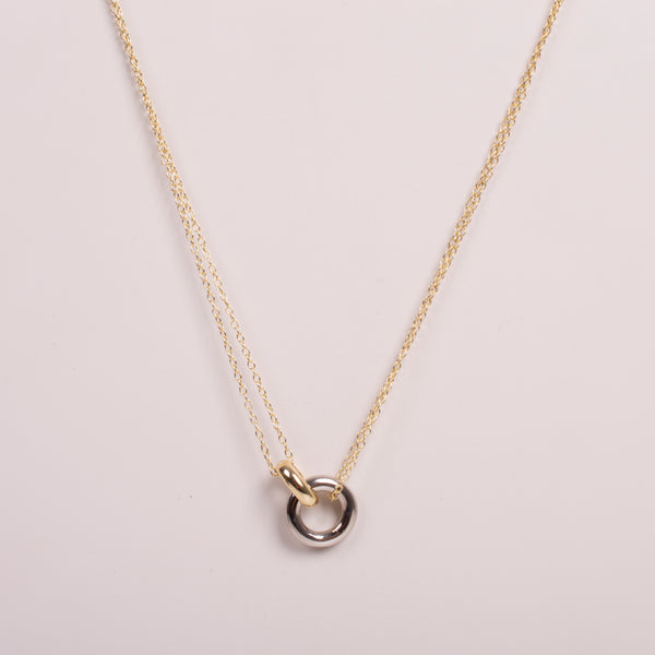 04410 COLLAR DOS AROS DORADO Y PLATEADO