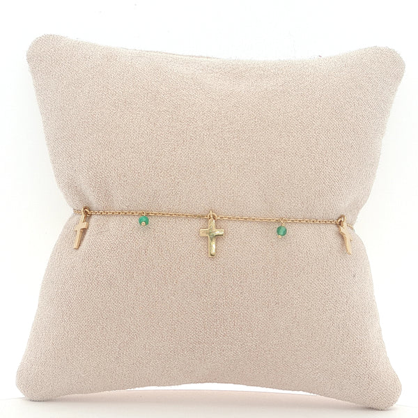 25-0705 Pulsera cruces con onix verde
