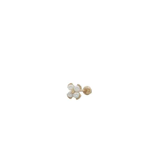 25-1736 Arete clover perlas oro 14kt