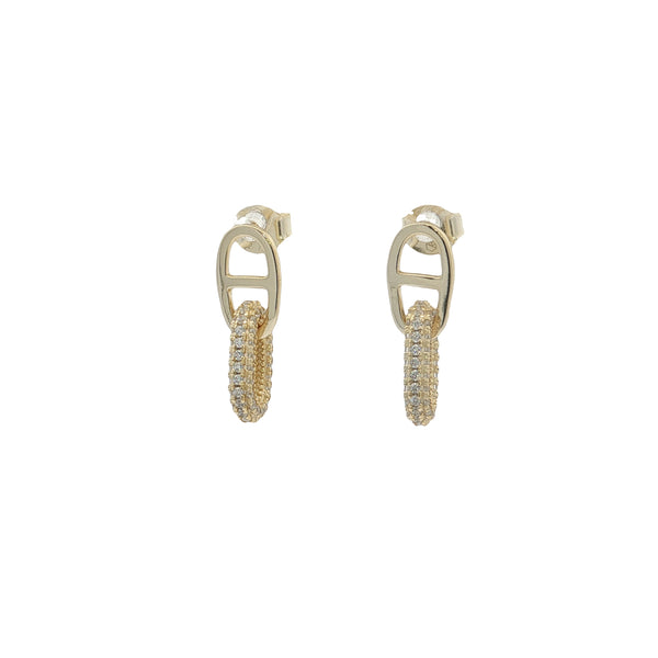 04651 Aretes dos eslabones zirconias