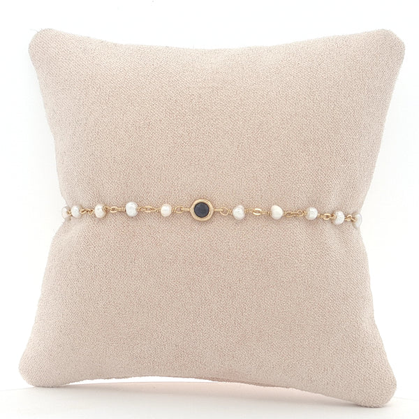 25-0709 Pulsera zafiro  con perlas