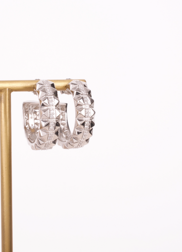 73604 ARRACADAS STUDS Y ZIRCONIAS 25MM PLATEADAS